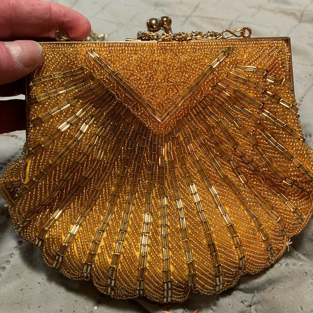 Vintage LaRegale Gold Beaded Clutch Purse